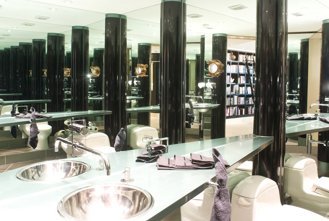 Contemporary Bathroom Designs by Jerry Jacobs Design ©Powder room hall of mirrors at Polanco apartment Mexico City