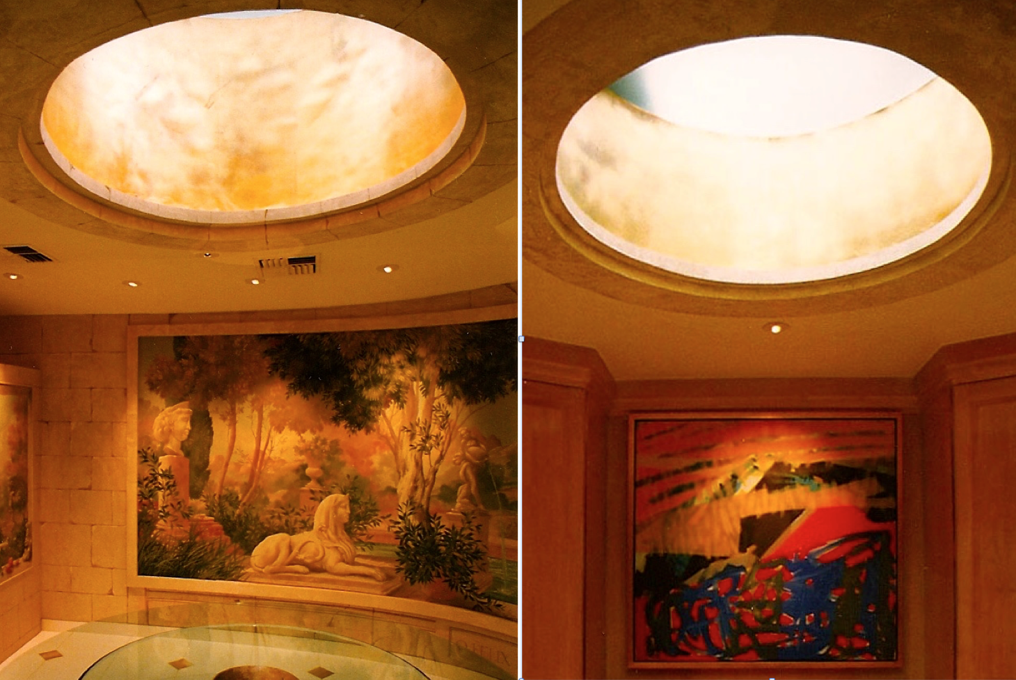 Oculus an Eye. Architecture. Interior Design. Two ceiling round light wells Interiors at Catemaco Jungle Palace By Jerry Jacobs Design