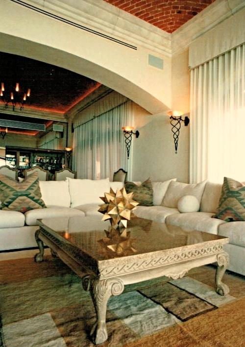 Designed for Reba McEntire in Cancun, this Hacienda style Villa. Rug by Christopher Farr. Architecture and Interior Design by Jarry Jacobs Design ©