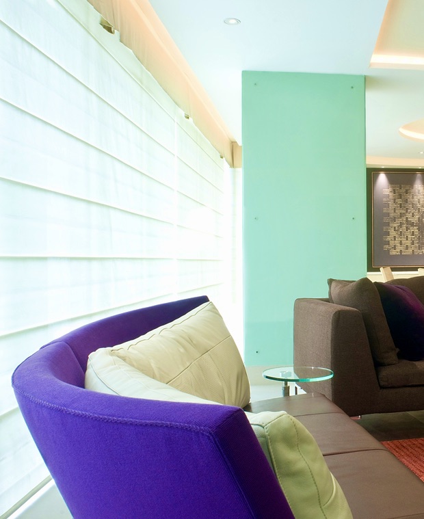 Residential high end window treatments. At the Polanco,CDMX penthpuse apartment. This treatment is motorized for the sheer weight about 30 ft long. Design by JerryJacobs Design
