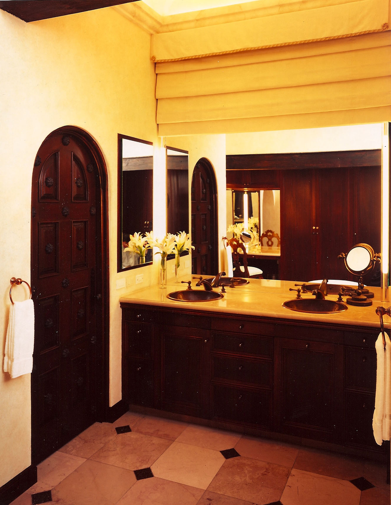 Residential high end window treatments. The open dressing area needed the vanity window to be black out for the bedroom.