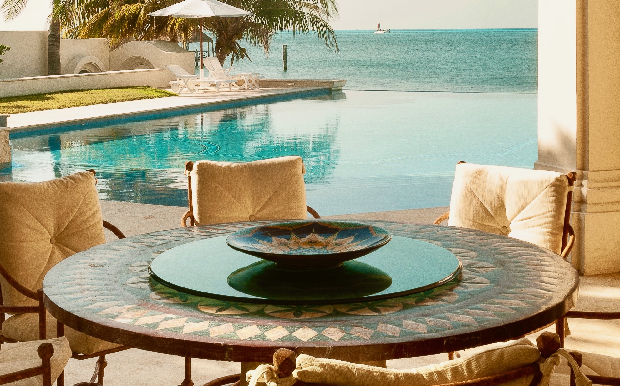 Round dining tables.
