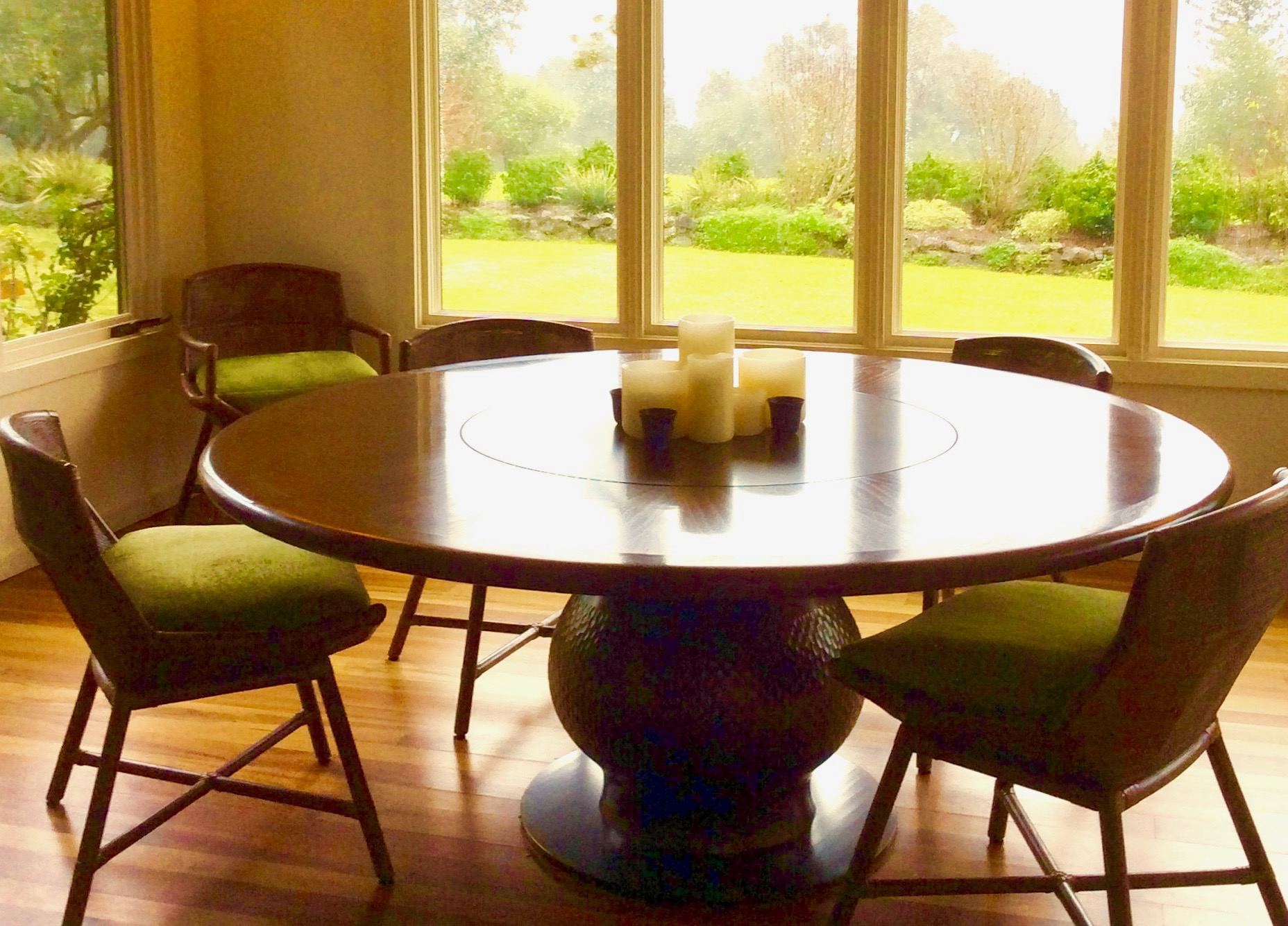 Round dining tables.
