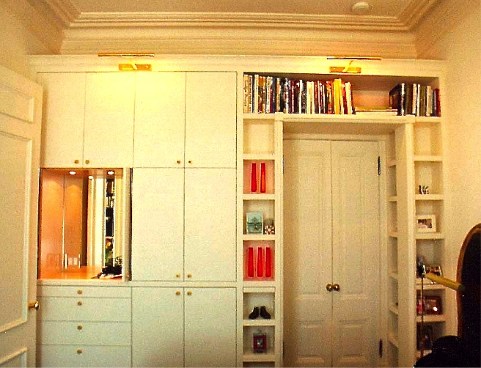 Penthouse apartment Interior Design Pacific Height San Francisco by Jerry Jacobs Design©. Guest bedroom built-in wall cabinetry.