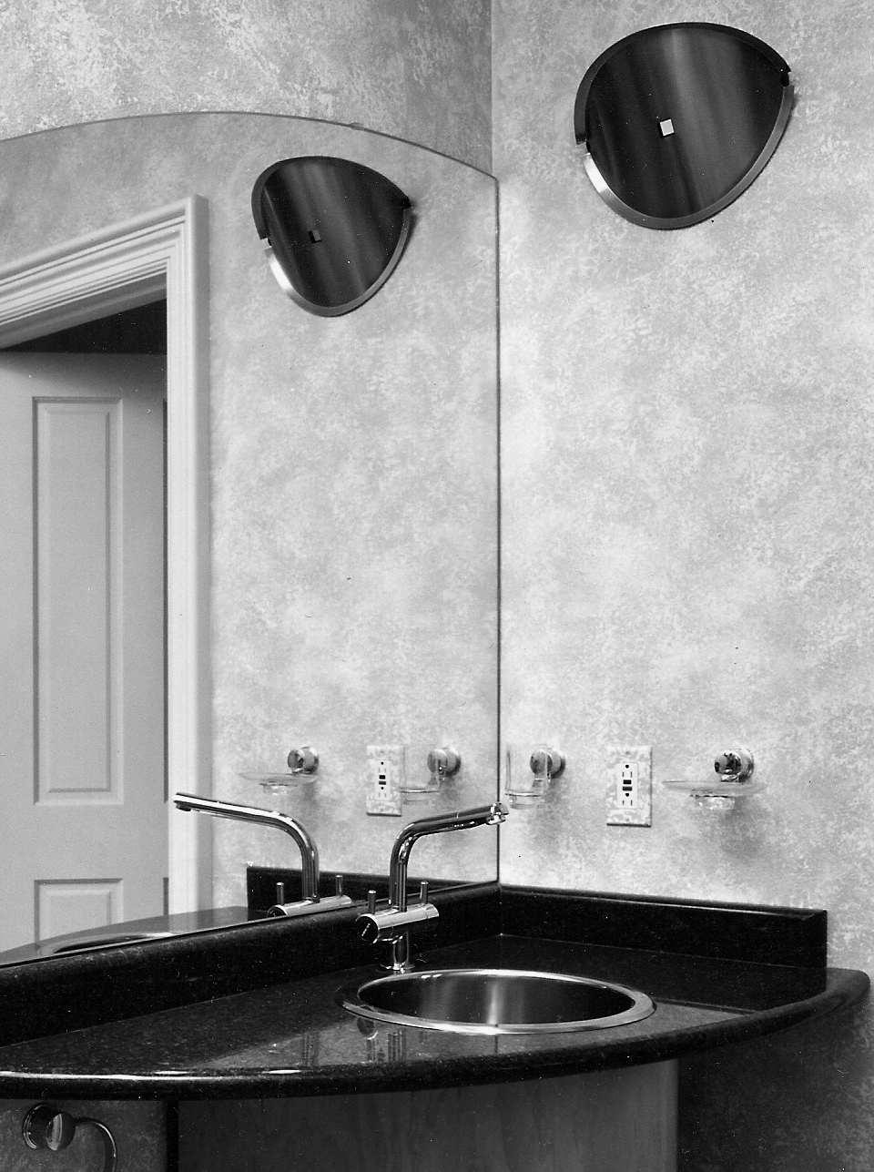 Bathroom Design San Francisco Bathroom Design San Francisco. San Rafael guest bath with corner round banjo vanity, 1989.. © Jerry Jacobs Design, Inc.