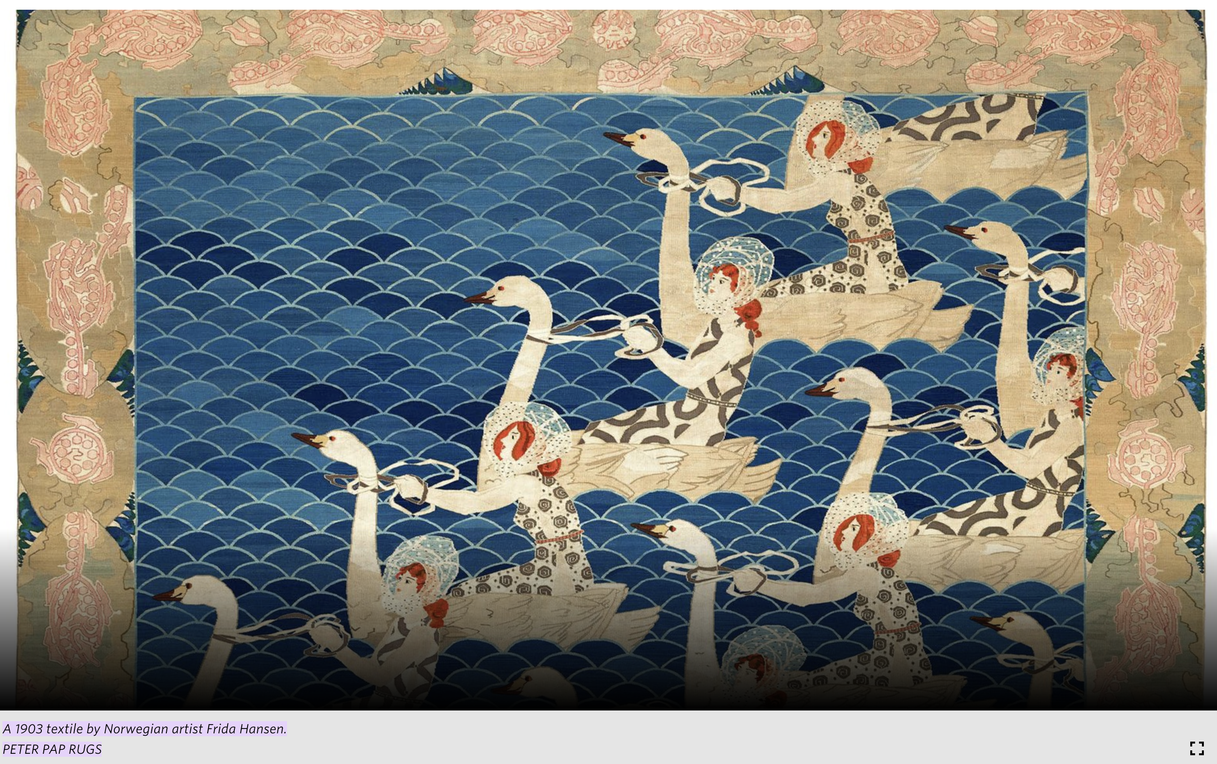 Norwegian 1903 tapestry by Frida Hansen rediscovered.