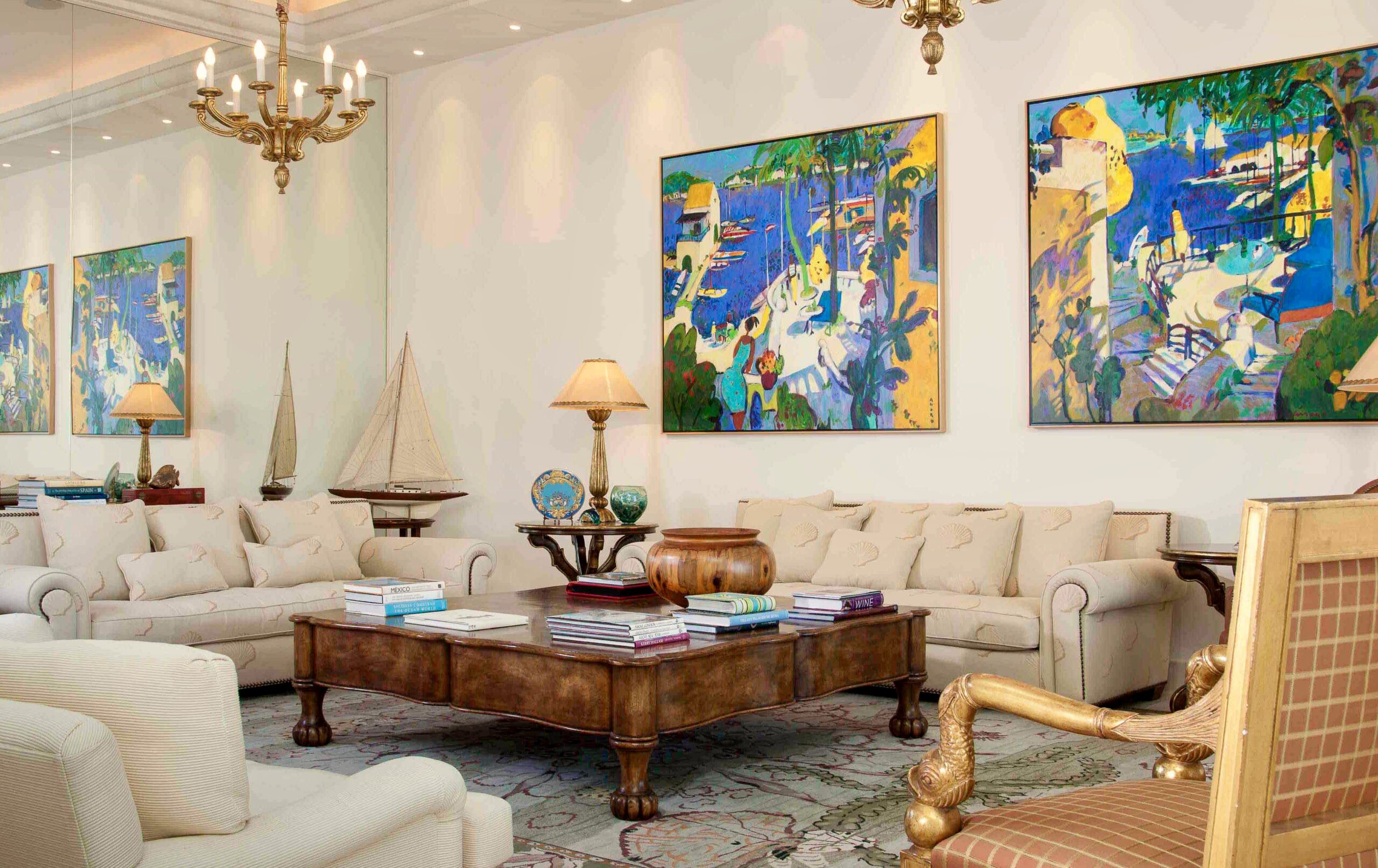 Art Home Interior Design. Painting by Manel Anoro at Villa on the Beach. Done in Palma de Mayorca for a Caribbean Home.