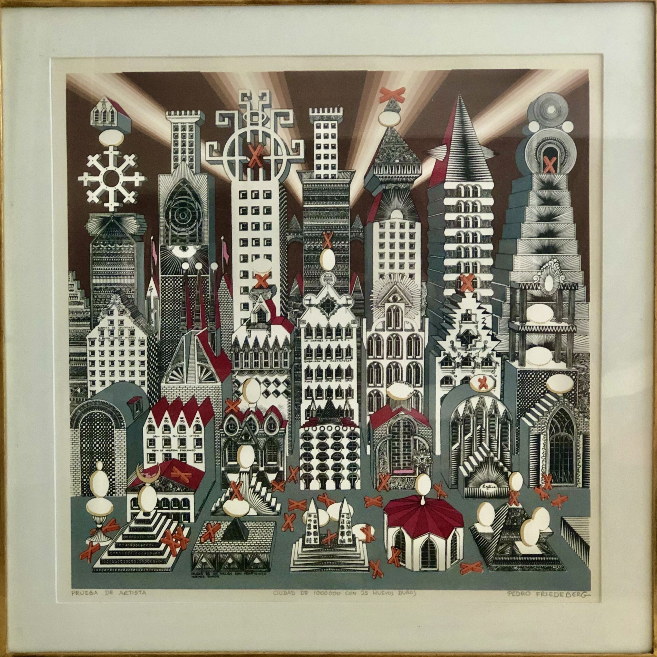 Art Home Interior Design. Pedro Friedeberg Italy 1936. "Ciudad de 1 Millon y 25 huevos duros". Courtesy Jerry Jacobs