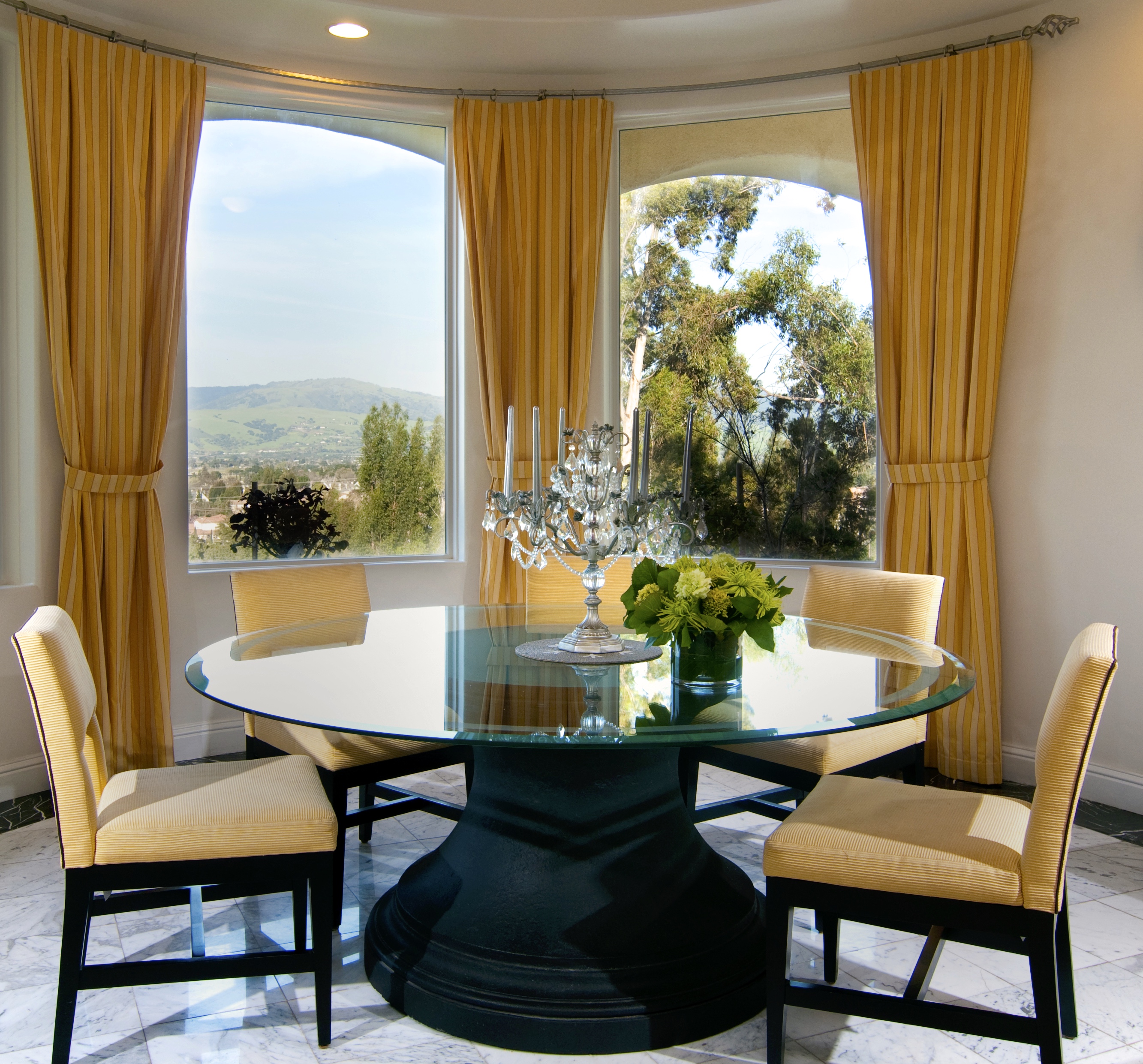 Round dining tables.