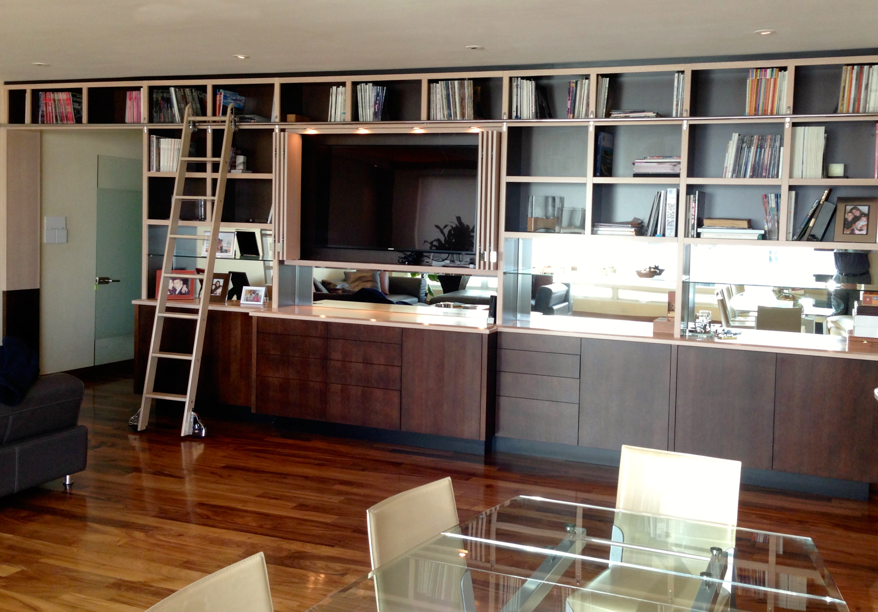 Contemporary apartment Design. High-rise Apartment built-in Cabinetry.