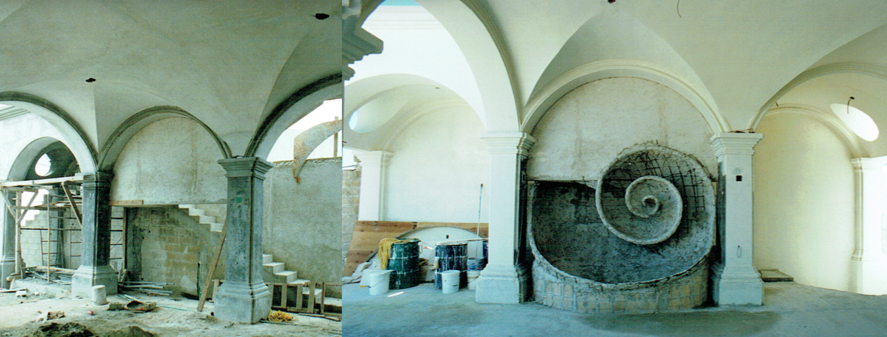 Nautilus1 wall Fountain design by Jerry Jacobs Design ©. Before and under construction.