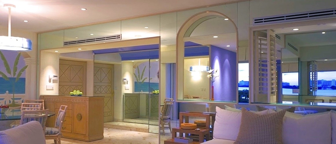 Mirrored walls in view condo. Cancun, Mexico
