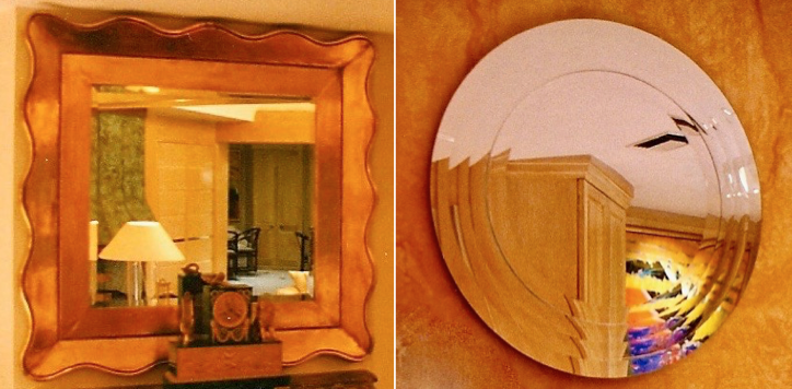 Mirrored walls.