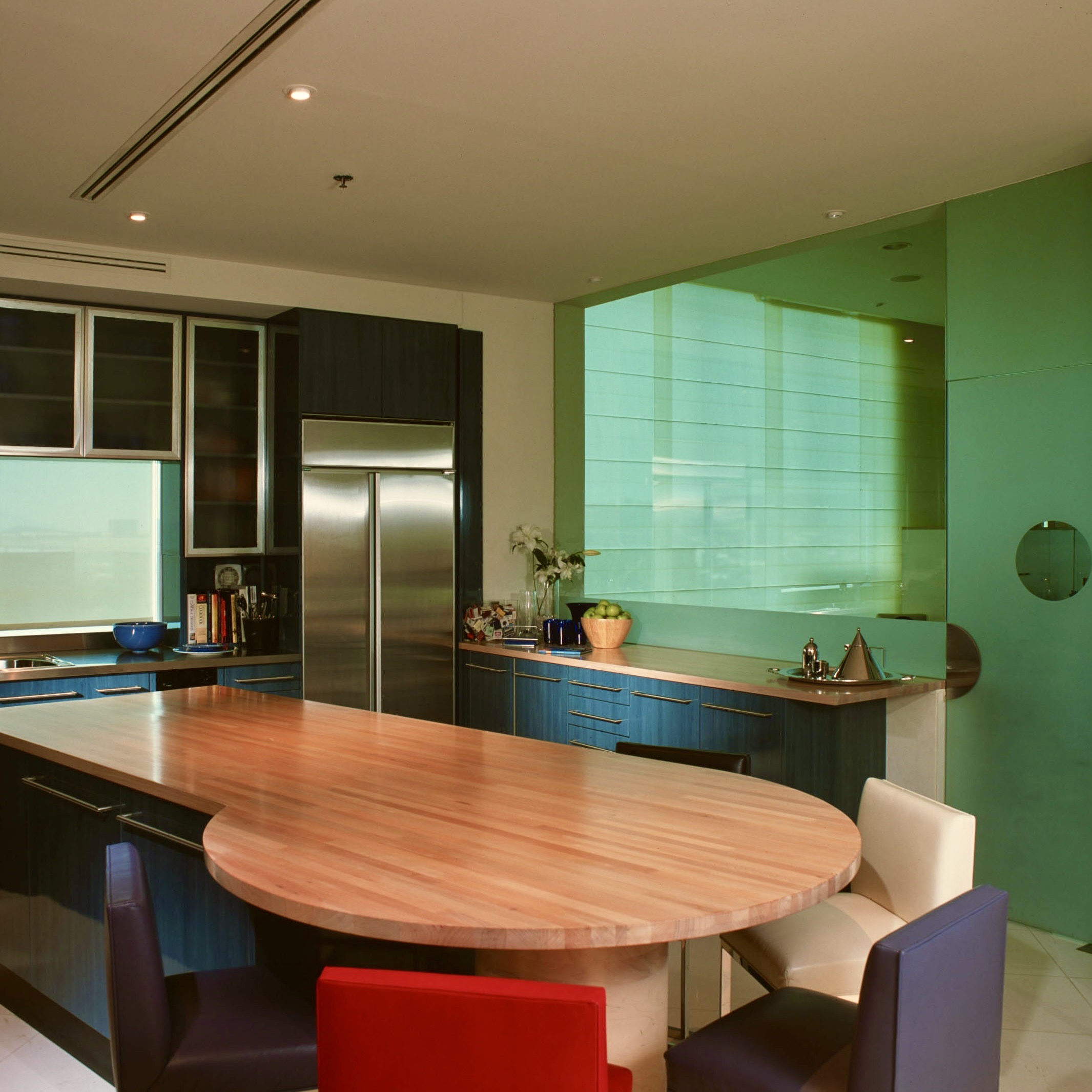 Contemporary Kitchen at Monterrey Campestre Tower. Butcher block top.