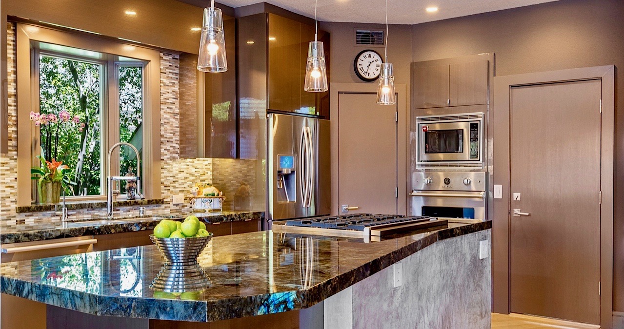 Luxury Kitchen Design San Francisco Bay.Brown walls and cabinets Larkspur kitchen.Jerry Jacobs Design ©