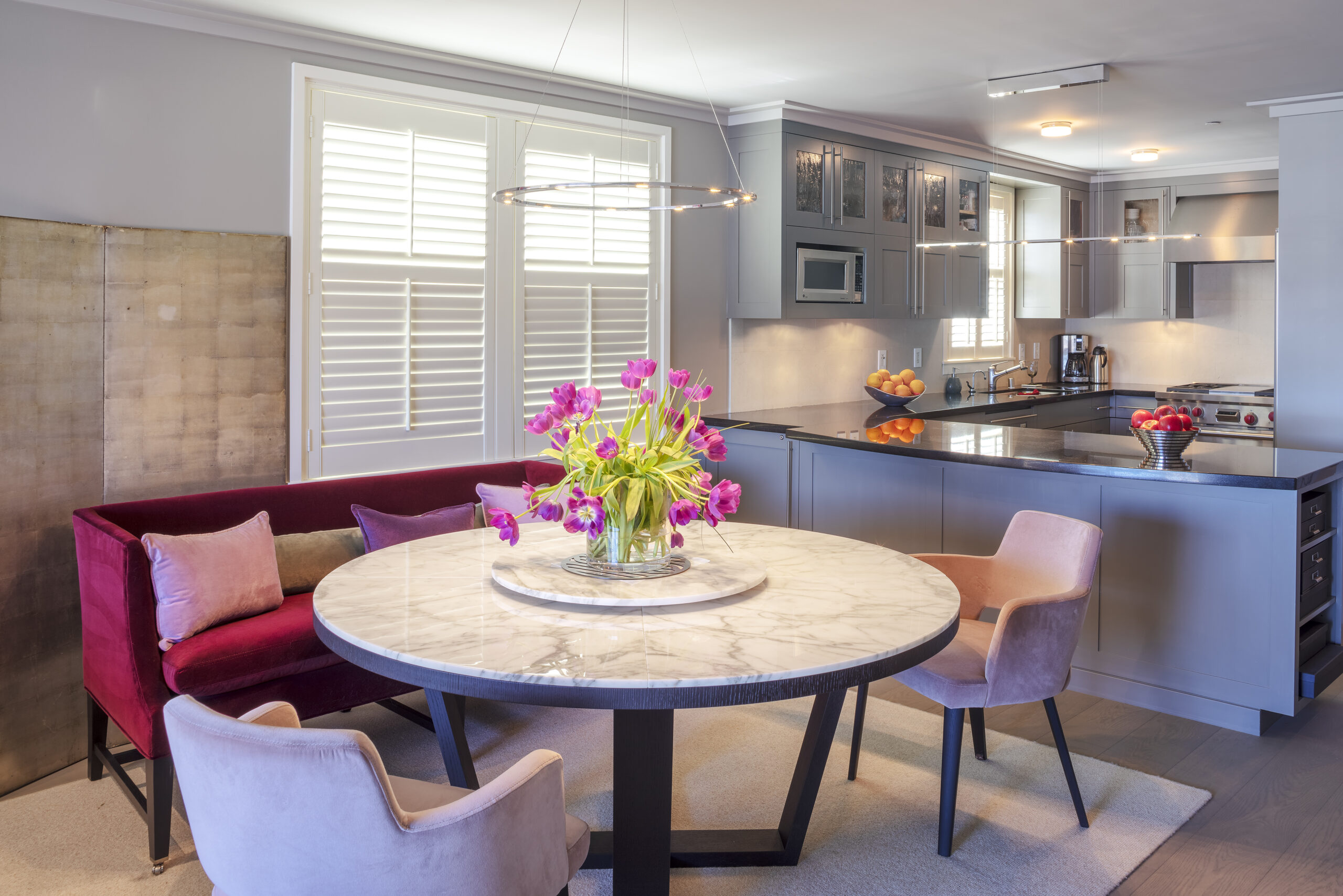 Open Kitchen painted gray.
