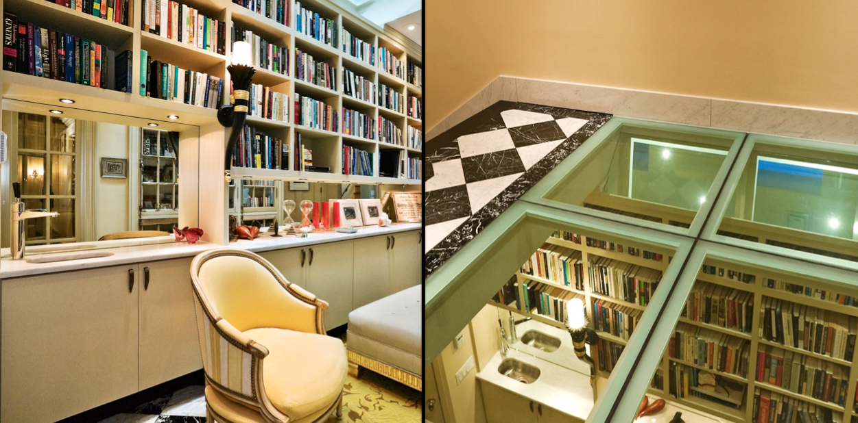 Luxury Kitchen Design San Francisco Bay. Wet bar into library, glass floor above.Buena Vista Park SF Jerry Jacobs Design ©