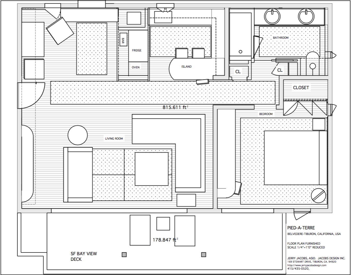 Interior Design Belvedere Tiburon. Timeless Apartments.Designed and built by Jerry Jacobs Design ©. Floor plan of the unit designed for the Belvedere Tiburon Hill.