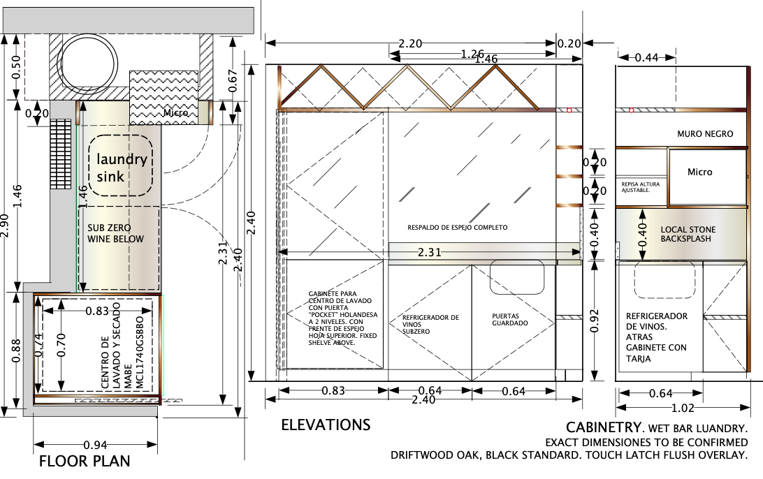 Utilities wall elevation and plan. Interior Design by Jerry Jacobs Design ©