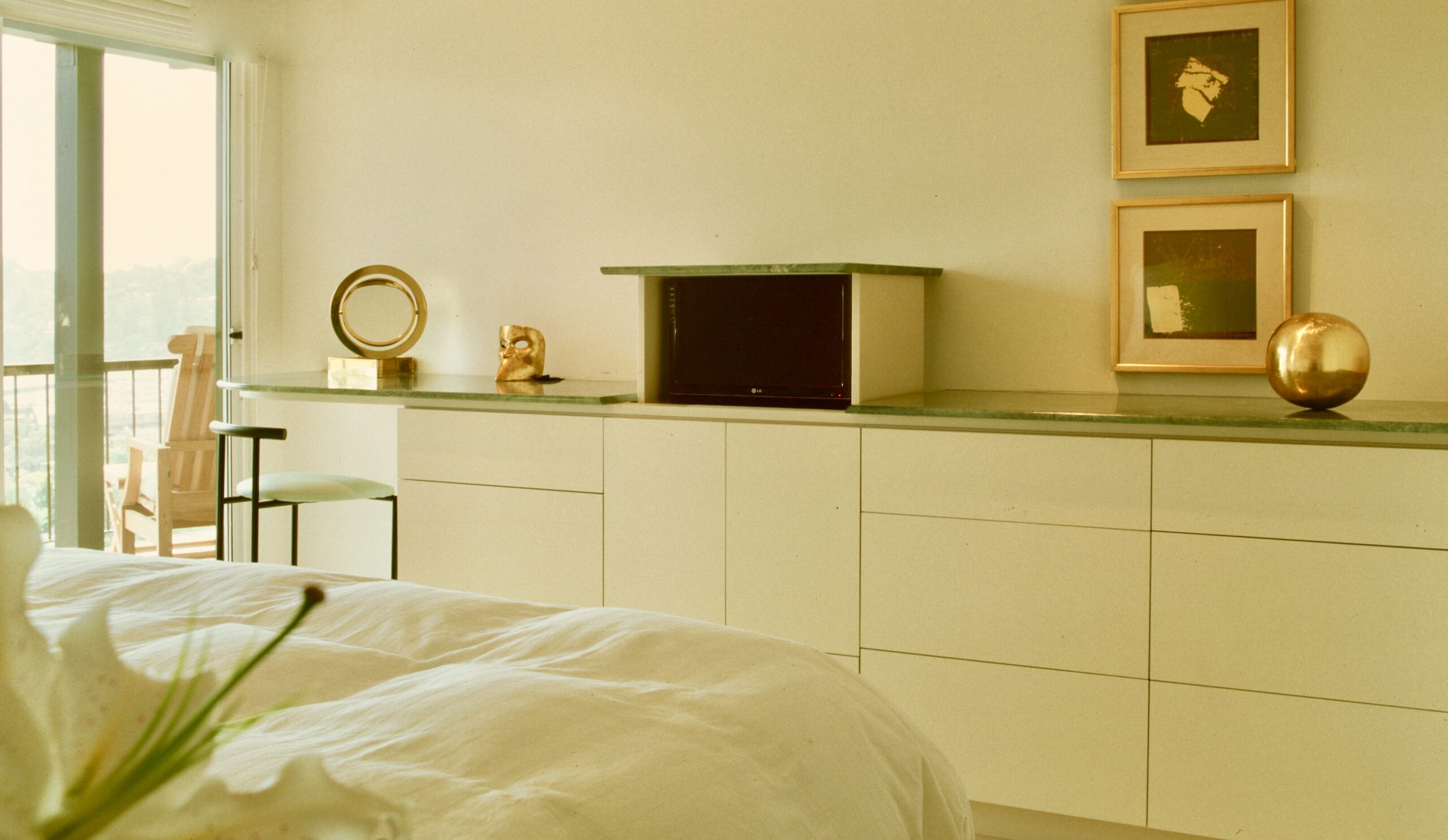Interior Design Belvedere Tiburon. Timeless Apartments.Designed and built by Jerry Jacobs Design ©. Bedroom of the unit designed for the Belvedere Tiburon Hill.