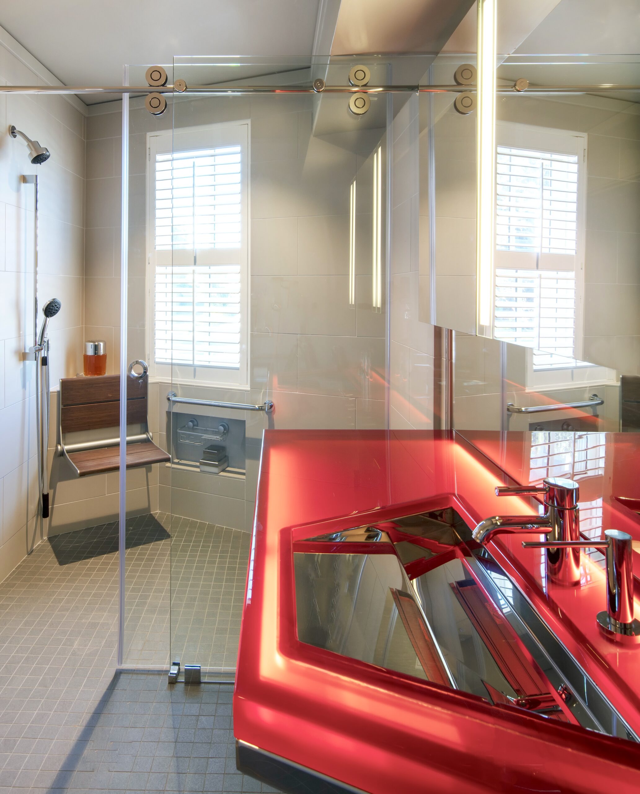 Interior Design Belvedere Tiburon. Timeless Apartments.Designed and built by Jerry Jacobs Design ©. Bathroom of the unit designed for the Belvedere Tiburon Waterfront.