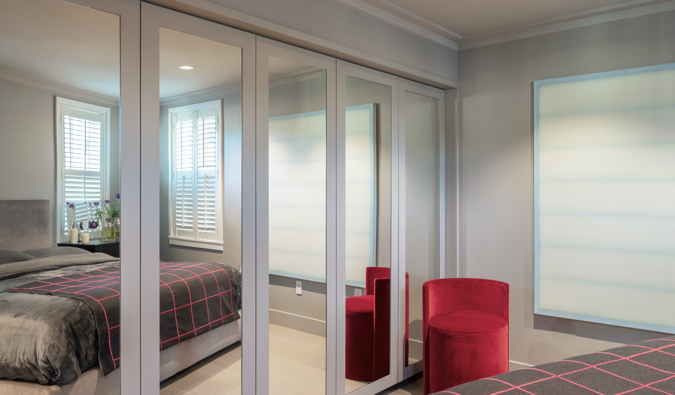 Interior Design Belvedere Tiburon. Timeless Apartments.Designed and built by Jerry Jacobs Design ©. Bedroom of the unit designed for the Belvedere Tiburon Waterfront.