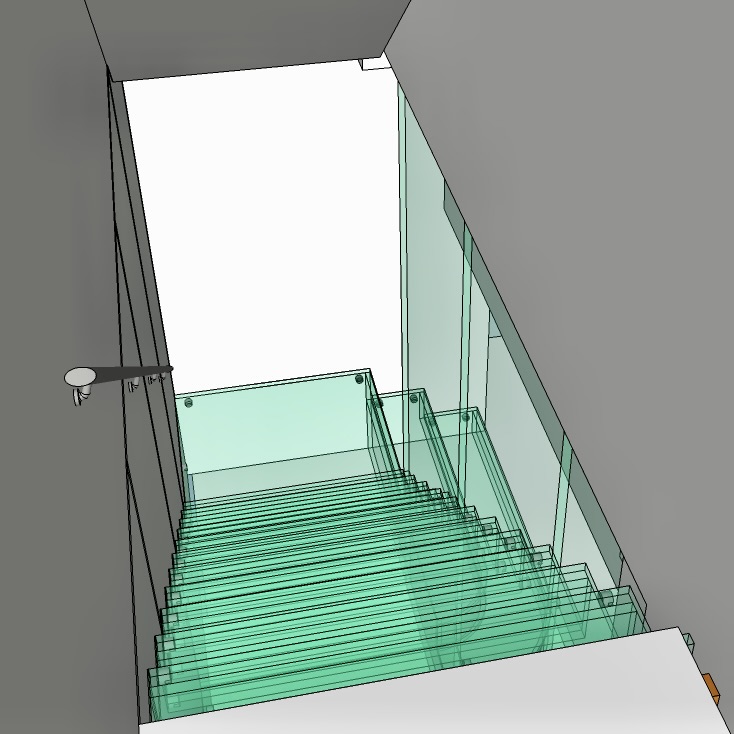 Rosania Residence Parkmerced Townhouse. Glass Staircase by Jerry Jacobs Design ©